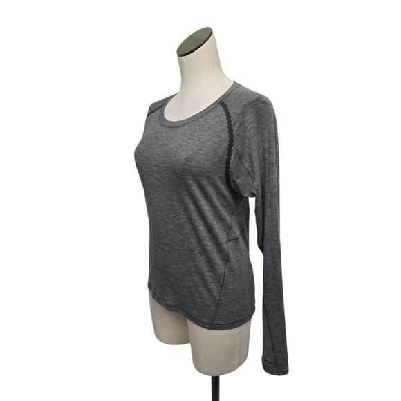 Lululemon Women's 6 Stop Drop & Squat Top Long Sleeve Grey Thumbholes Twist Back - Picture 6 of 8